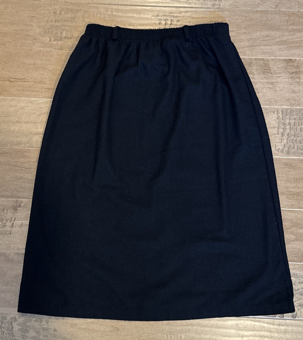 Vintage Armondio di Lana Black Wool Blend Elastic Waist Skirt Sz 16 Made in USA